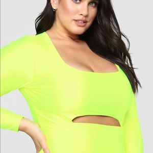 Neon Yellow Long sleeve dress